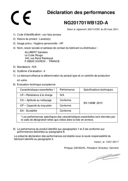 Plan de toilette 61 cm