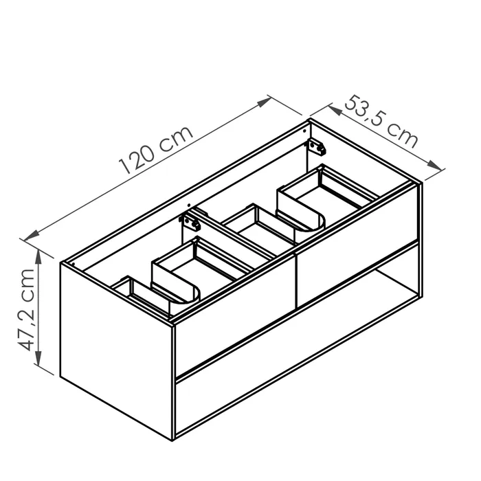  Meuble sous-vasque 120 cm tiroirs et niche