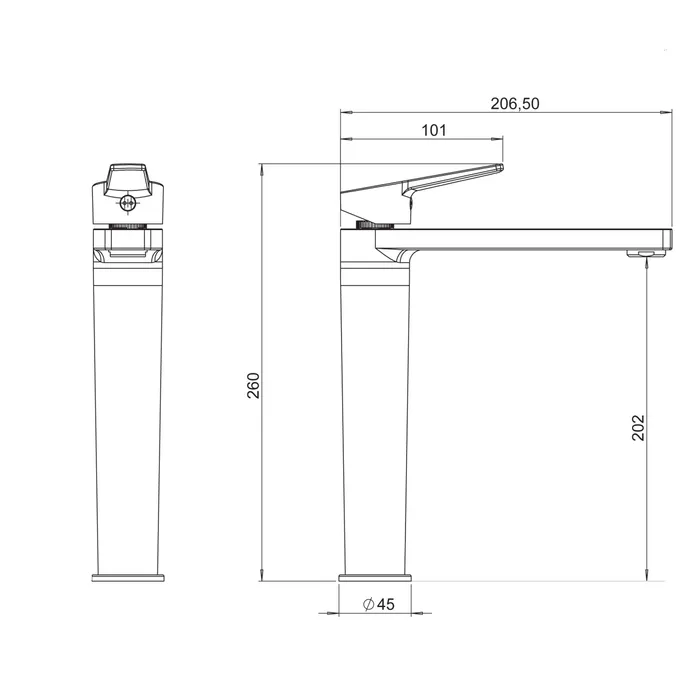  High-rise mixer tap for bathroom sink