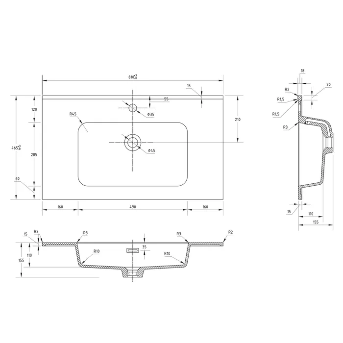  Washbasin 81 cm