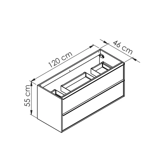  Meuble sous-vasque 120 cm avec poignées blanches - double passage siphon