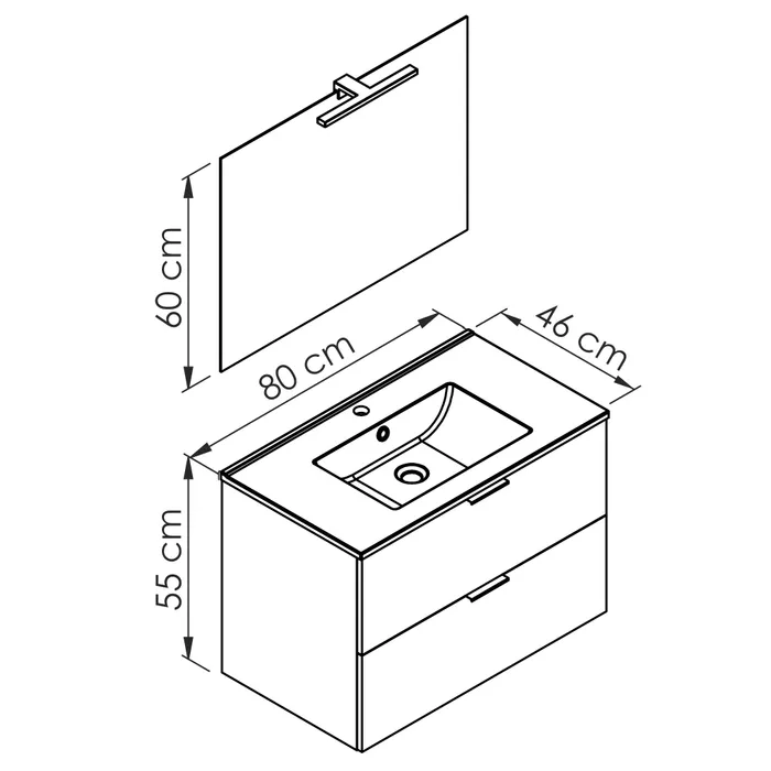  Meuble sous-vasque 80 cm tiroirs