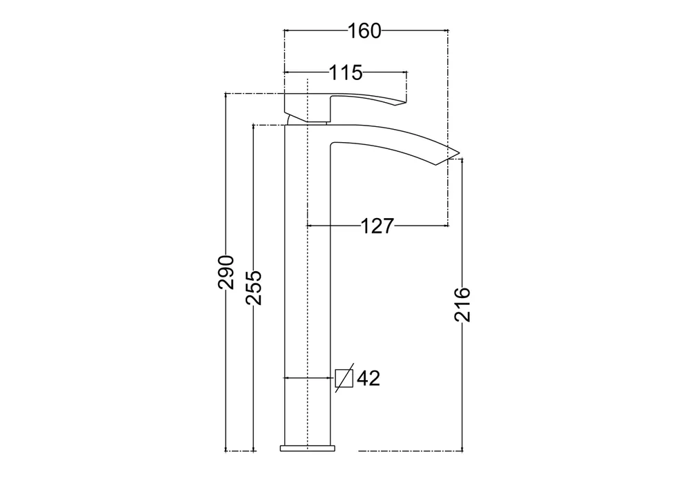  High-rise mixer tap for bathroom sink