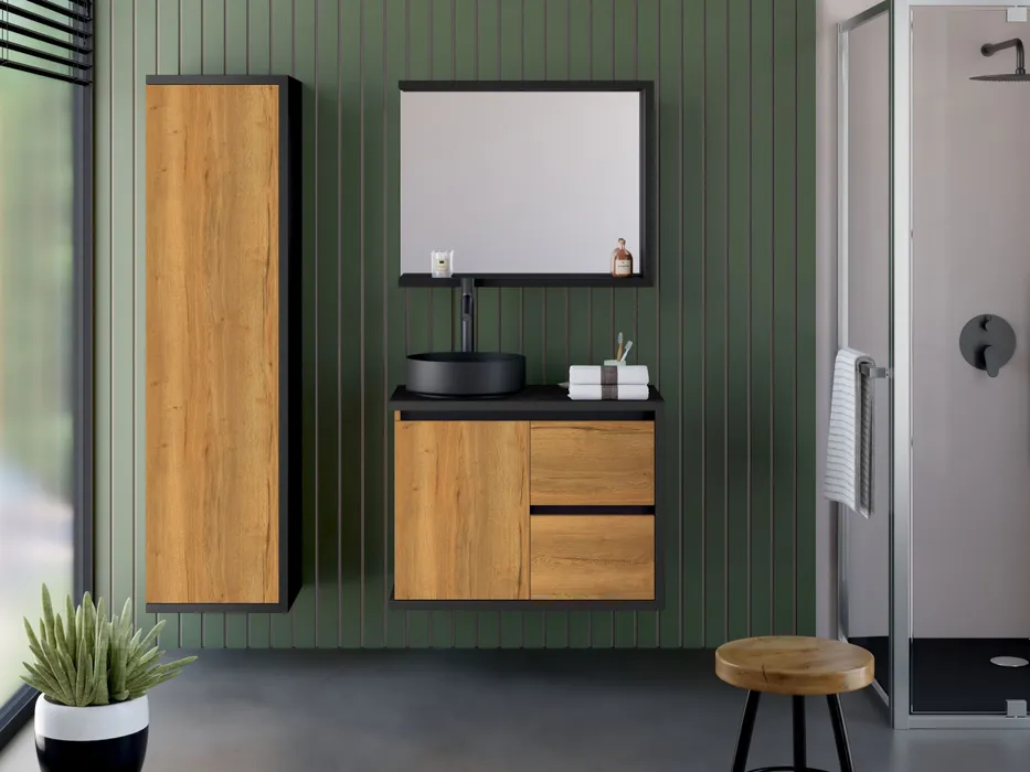  Framed mirror with shelf 83 cm