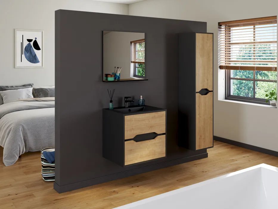  Set 60 cm with mirror and washbasin