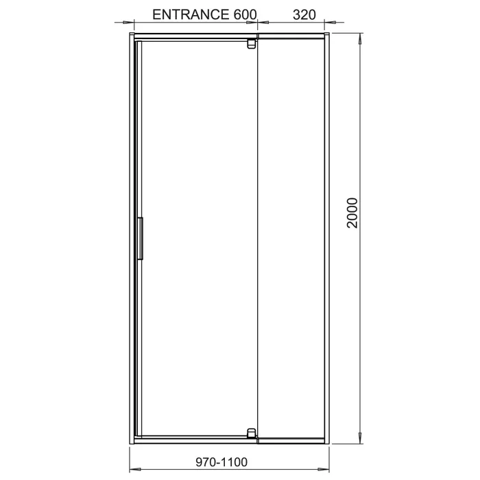 1 porte de douche pivotante extensible