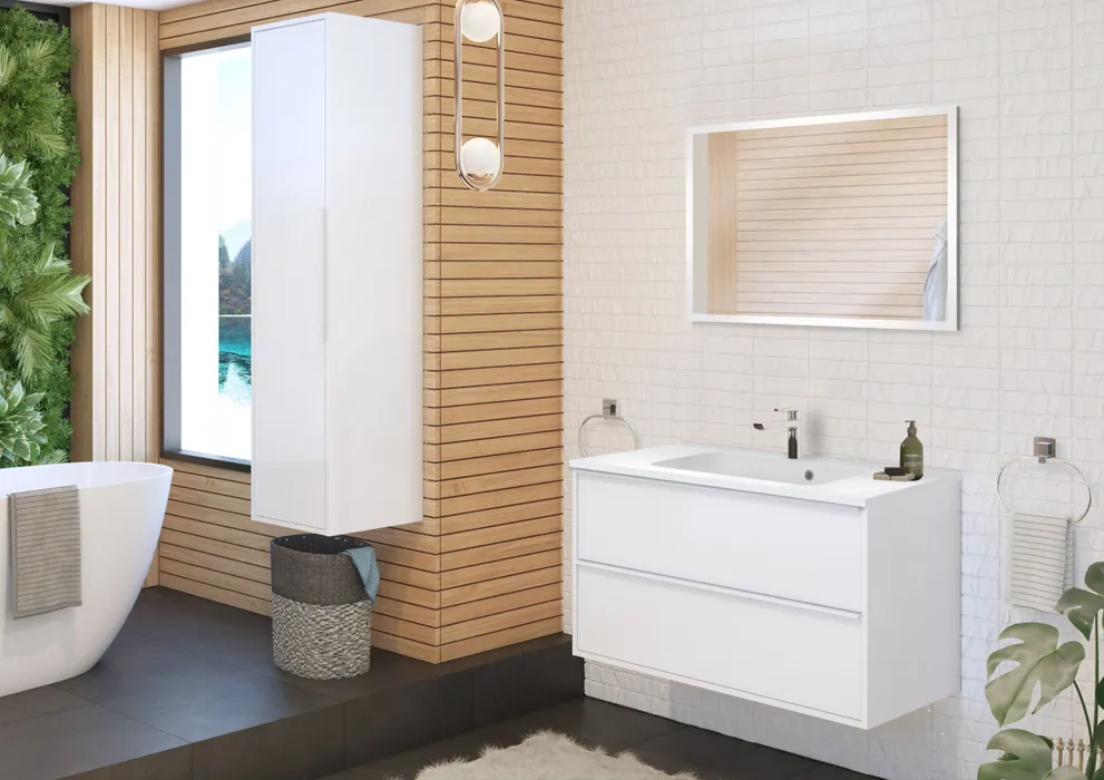  Column 40 cm white handle - for double washbasin