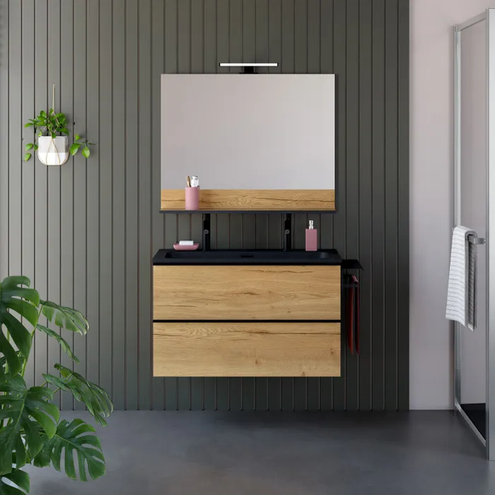  Plan de toilette 101 cm simple vasque pour 2 robinets