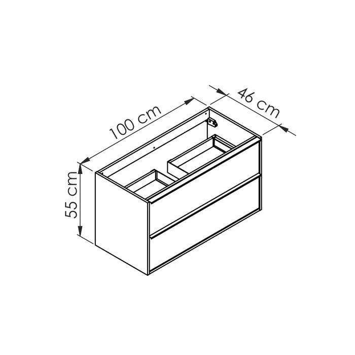  Meuble sous-vasque 100 cm poignées noires