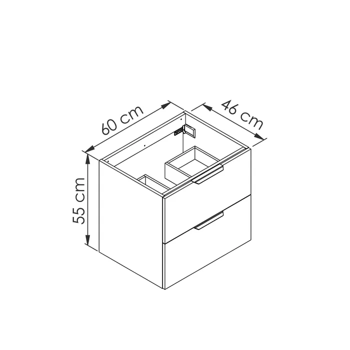  Meuble sous-vasque 60 cm avec passage siphon centré