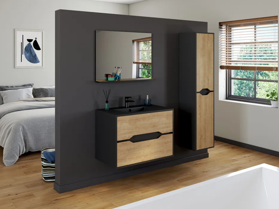  Set 80 cm with mirror and washbasin