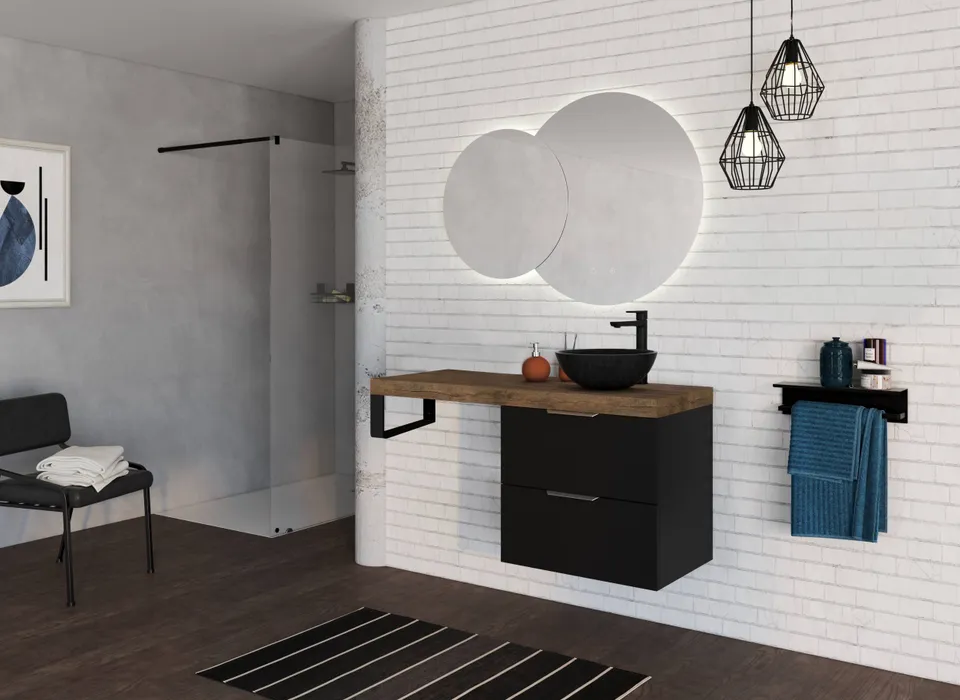  Meuble sous-vasque 60 cm avec passage siphon centré