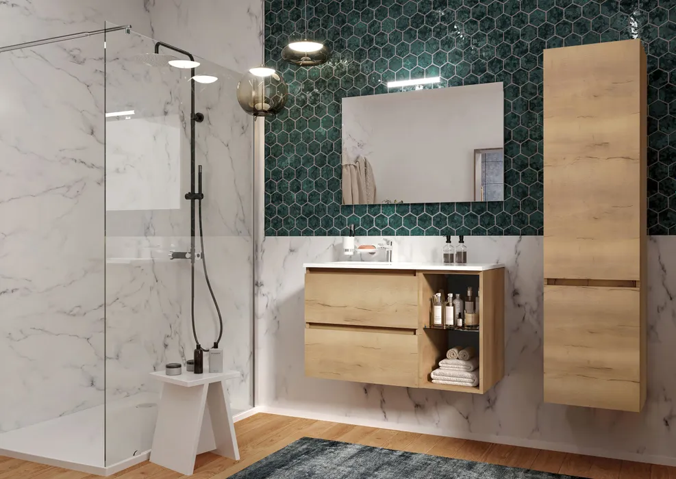 Plan de toilette 90 cm vasque décentrée