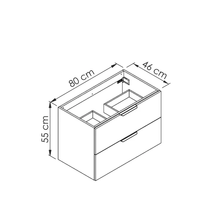  Wastafelonderbouw 80 cm met gecentreerde sifonuitsparing