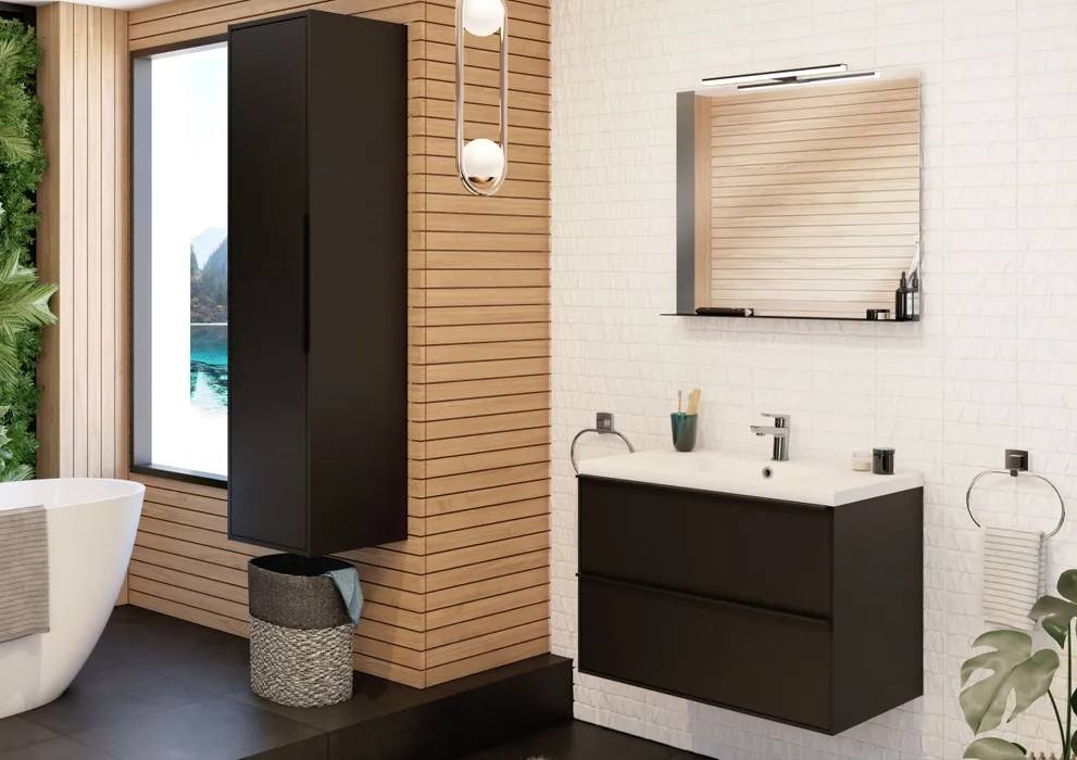  Vanity unit 80 cm black handles