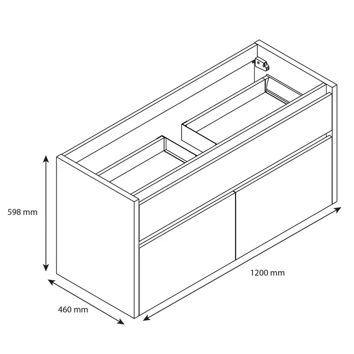  Vanity unit 120 cm 1 drawer 2 doors simple siphon