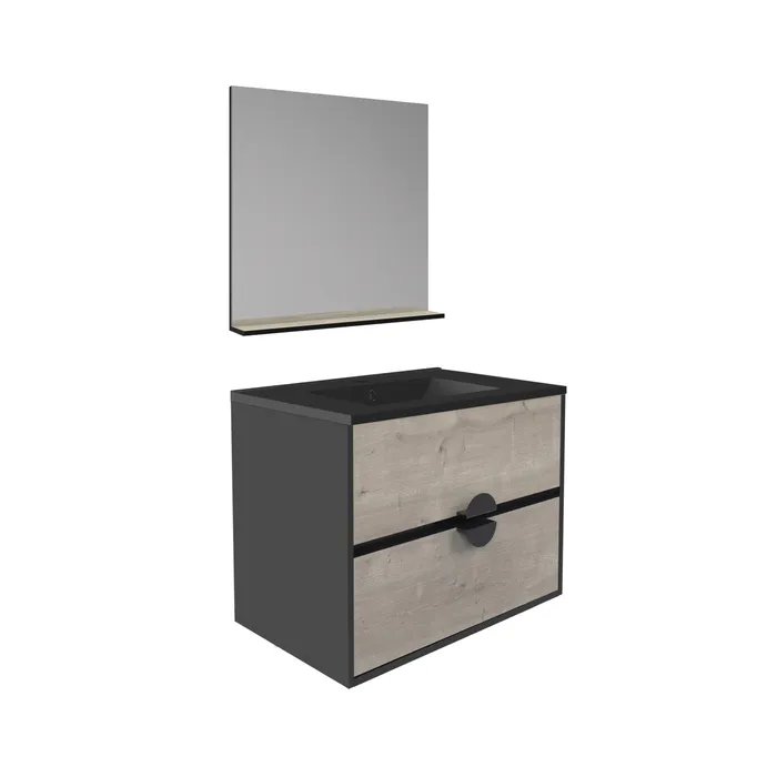  Ensemble 60 cm  + Miroir + Plan céramique noir mat