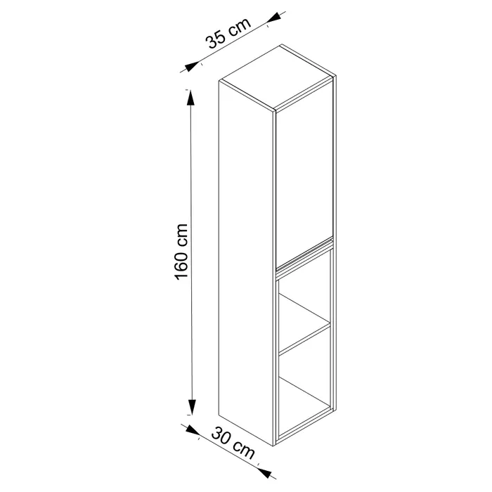  Colonne 35 cm 1 porte ouverture droite + 2 niches