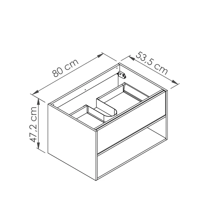  Meuble sous-vasque 80 cm tiroir et niche