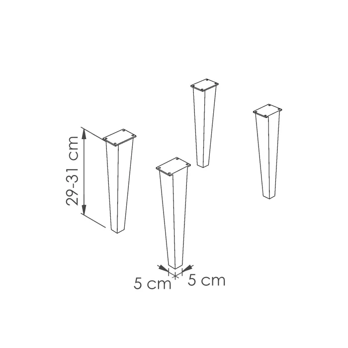  Jeu de 4 pieds réglables en métal
