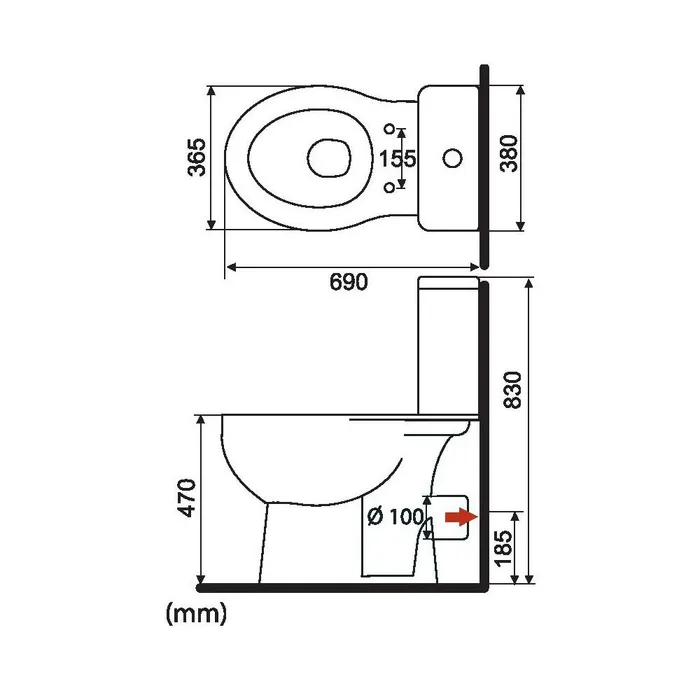  WC pack for standing installation horizontal outlet