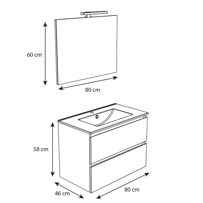  Vanity unit 80 cm drawers
