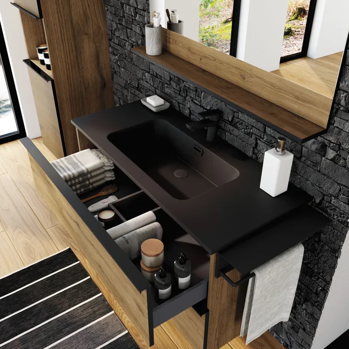  Plan de toilette 101 cm simple vasque centrée