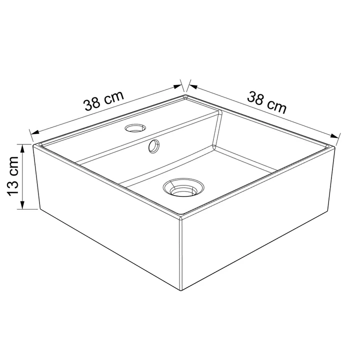  Opbouwwaskom 38 cm - Vierkant