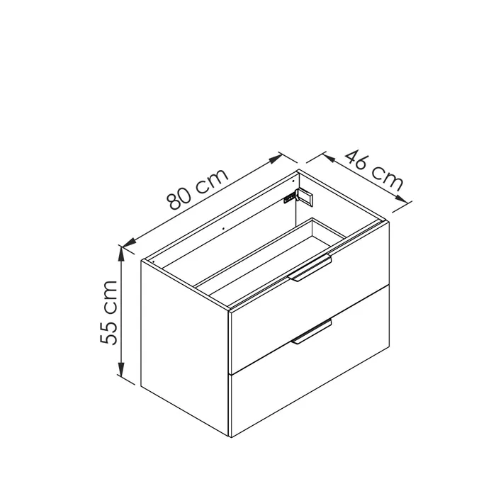  Vanity unit 80 cm without a siphon cavity