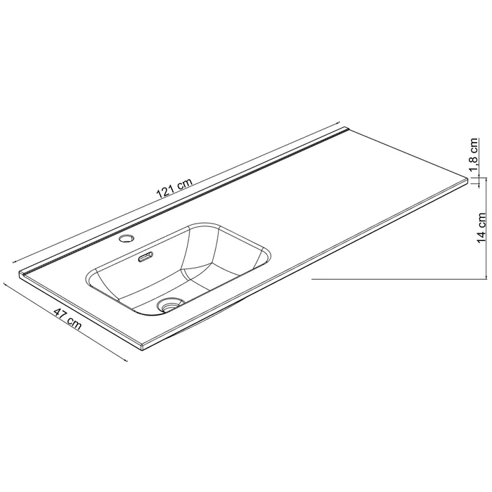  Washbasin 120 cm single basin left