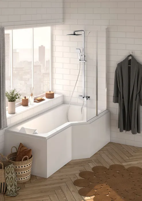  Rechts asymmetrisch bad + mantel en badwand