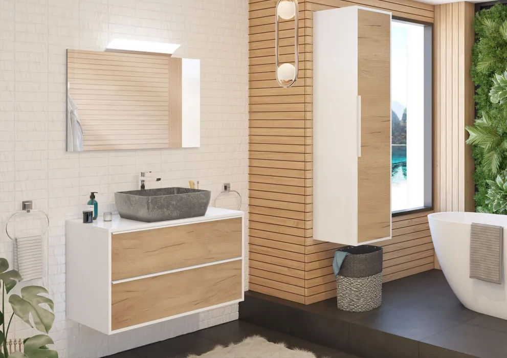  Column 40 cm white handle - for double washbasin